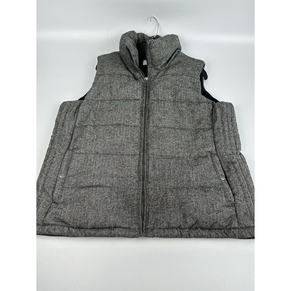 Old Navy Puffer Vest Women Size XL Brown Full Zip Wool Blend Lined